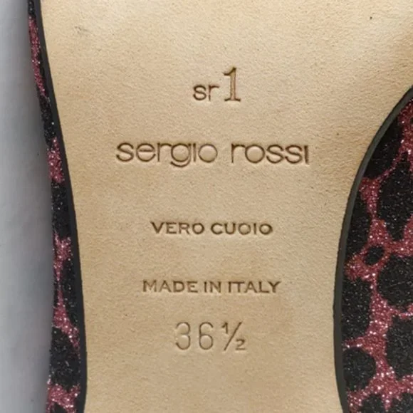 SERGIO ROSSI Heels SR1 Pink Leopard Kitten Heels Womens Size 6 - Picture 9 of 10